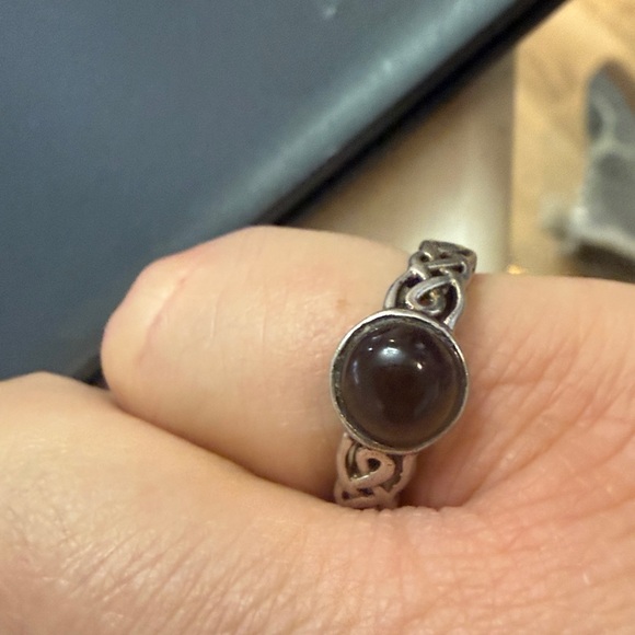 Sterling Silver Smoky Quartz Celtic Knot Ring - Picture 3 of 4